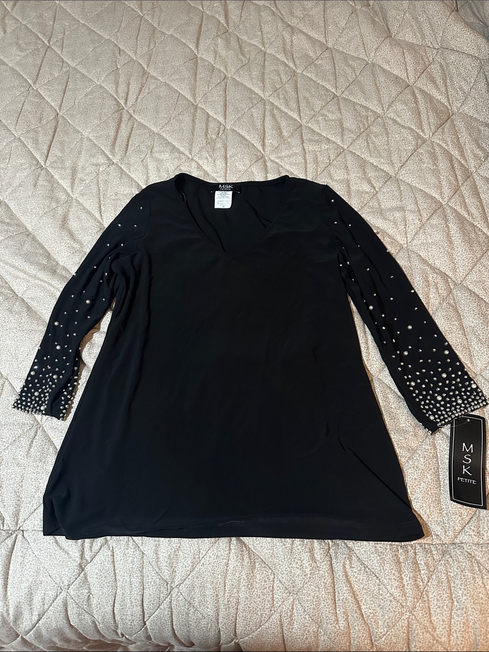 MSK Black V-Neck Tunic with Studded Sleeves